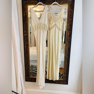 Two vintage antique 1930s silk bias nightgowns slip dress dresses lot wedding